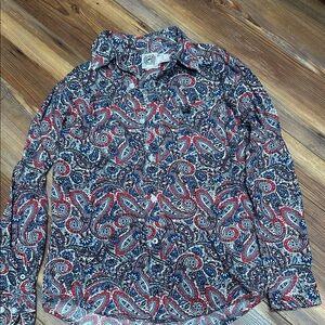 Cinch Boys Paisley Button Down Shirt - Red and Blue